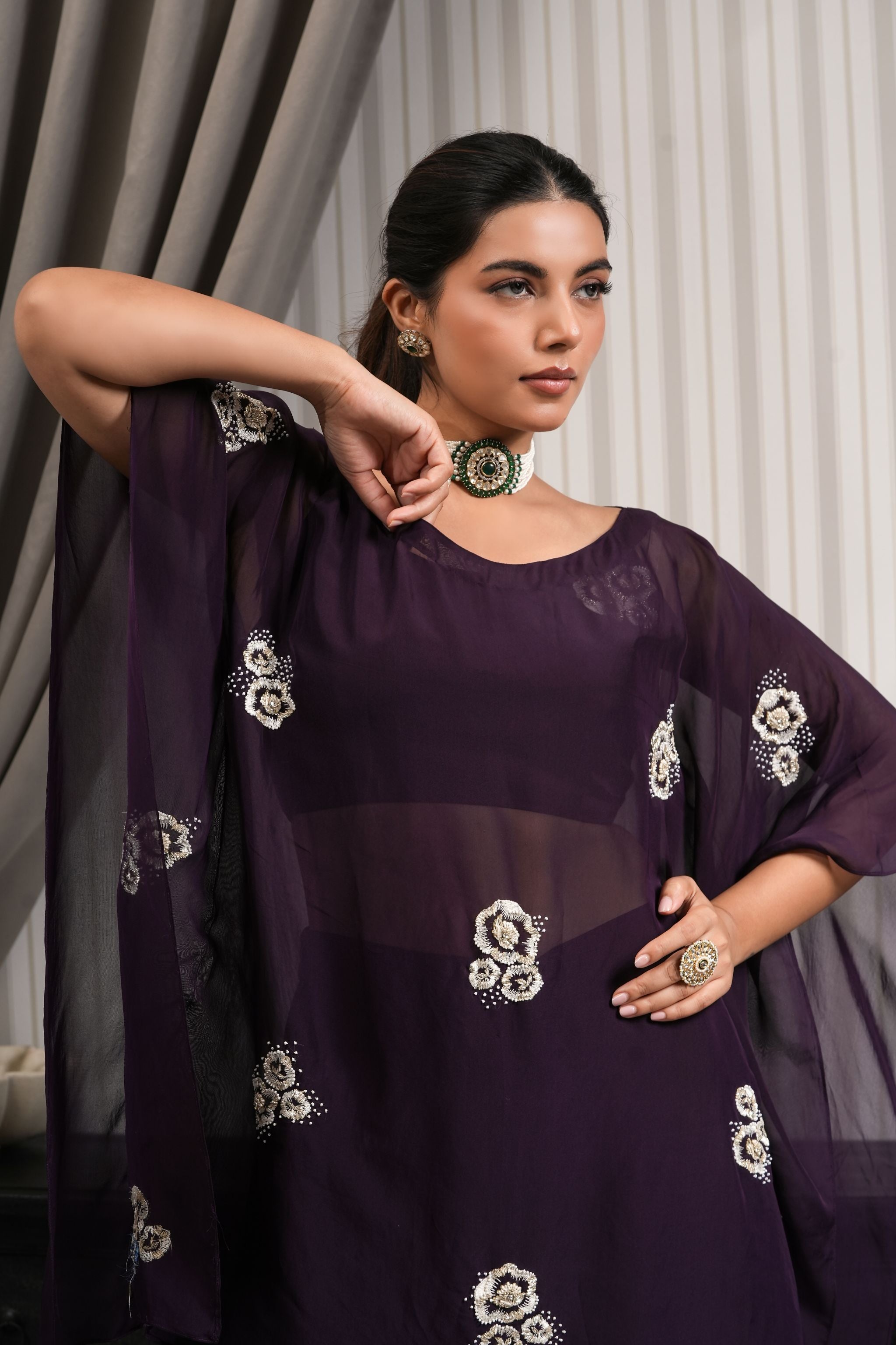 Handcrafted Sharara Set - Purple